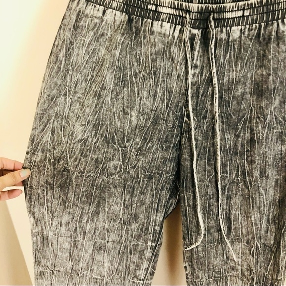 crave fame Pants - Crave Frame black acid wash flowy drawstring pants women’s size Small